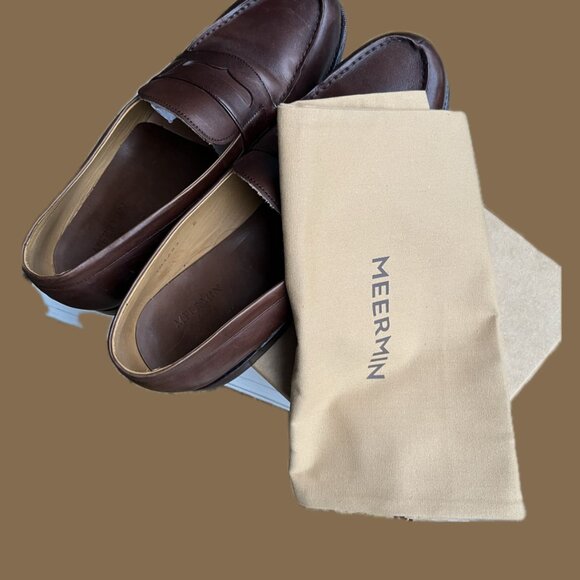 MEERMIN 101483 LEATHER LOAFERS, ANTIQUE OAK - MEN\'S SIZE 9 US/8 UK